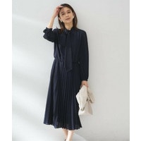 【フォーマル/洗える】ボウタイ プリーツワンピース