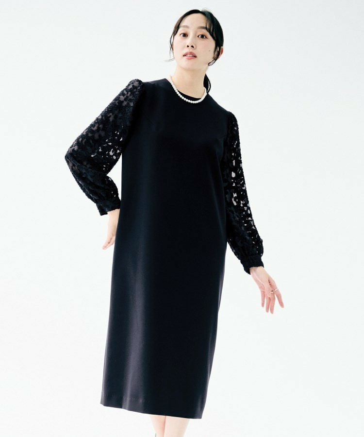 カットジャカードスリーブ ワンピース1