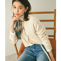 【洗える/すっきり丈】ラメノット ニットカーディガン