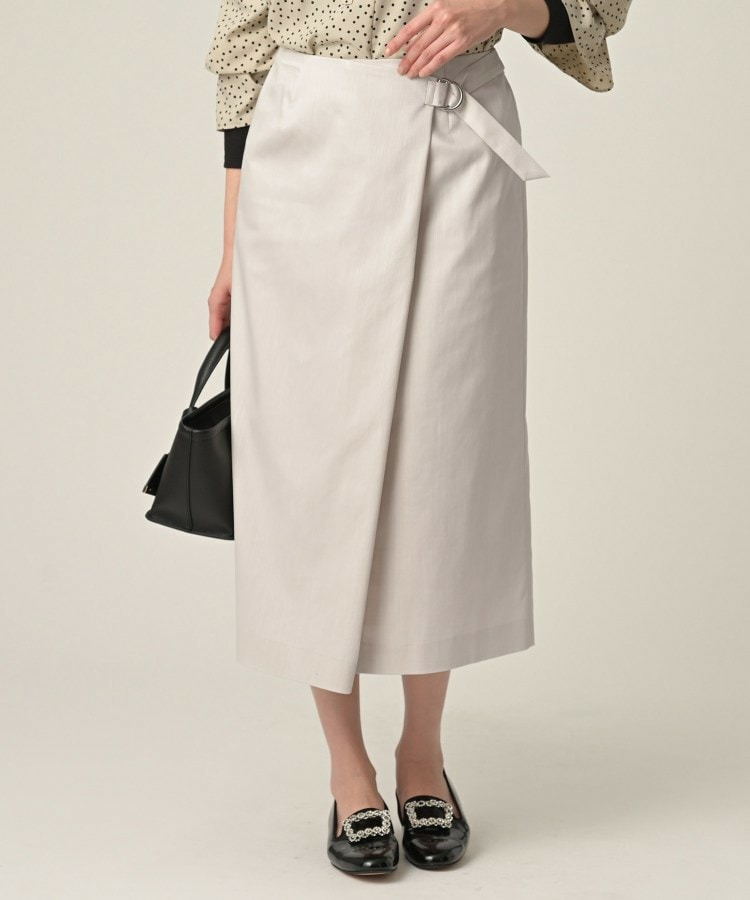 【洗える/後ろウエストゴム】デニム調シャンブレーナロースカート