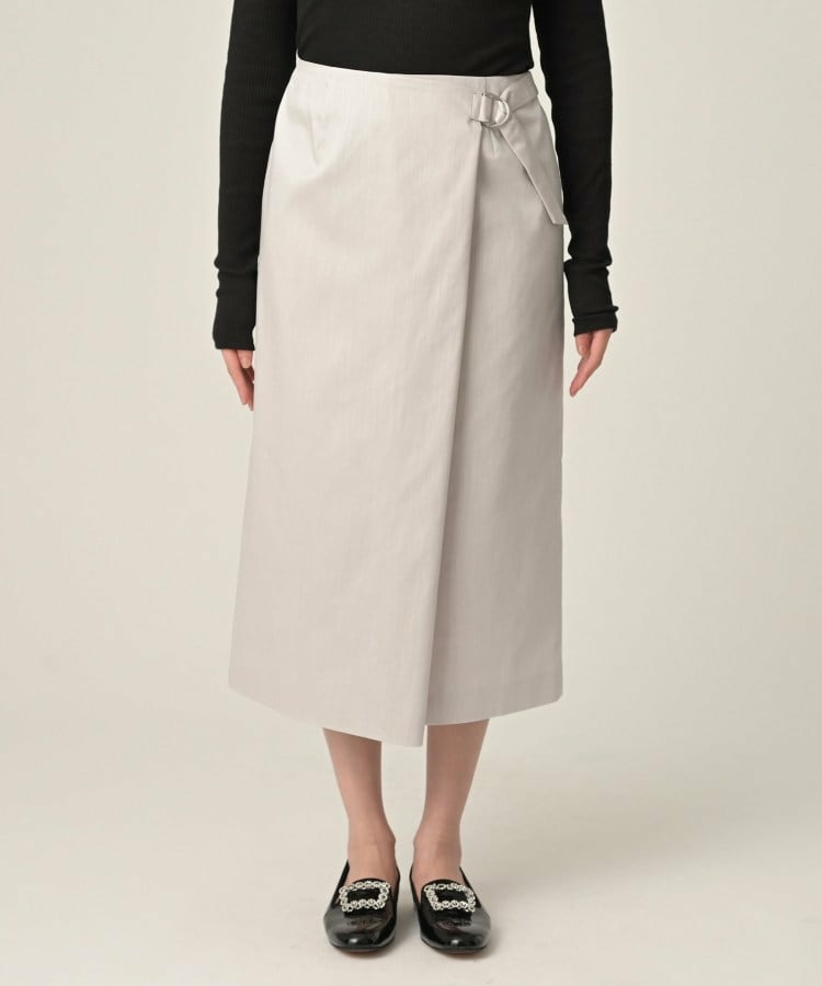 【洗える/後ろウエストゴム】デニム調シャンブレーナロースカート11