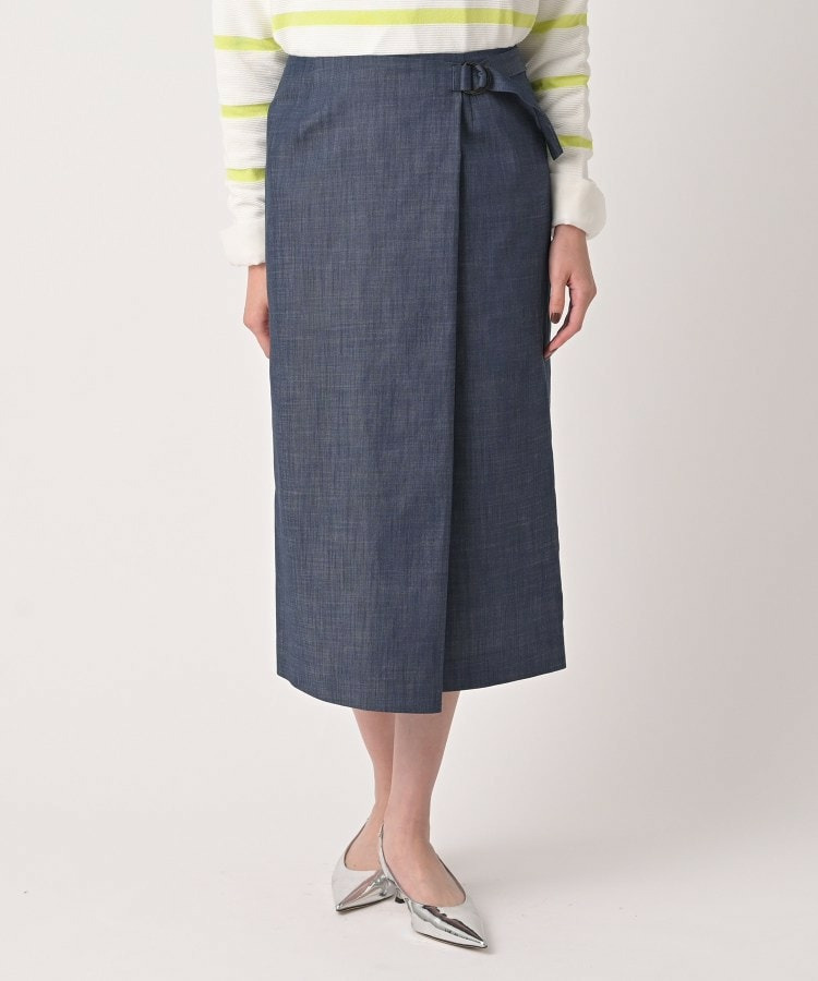 【洗える/後ろウエストゴム】デニム調シャンブレーナロースカート7