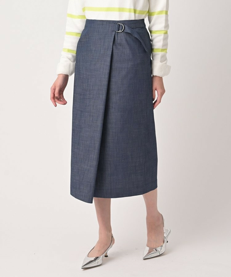 【洗える/後ろウエストゴム】デニム調シャンブレーナロースカート8