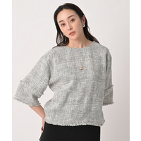 【洗える】ツイードドルマンブラウス