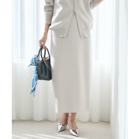 【セットアップ可/ウエストゴム】Aラインニットスカート