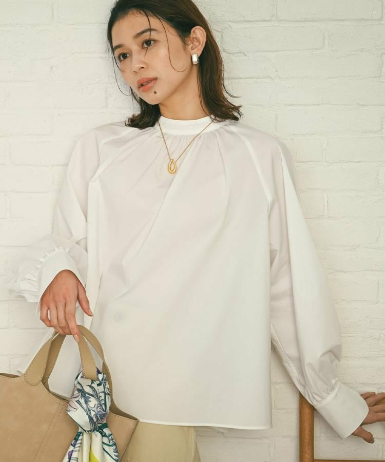 タイプライタースタンドネックブラウス