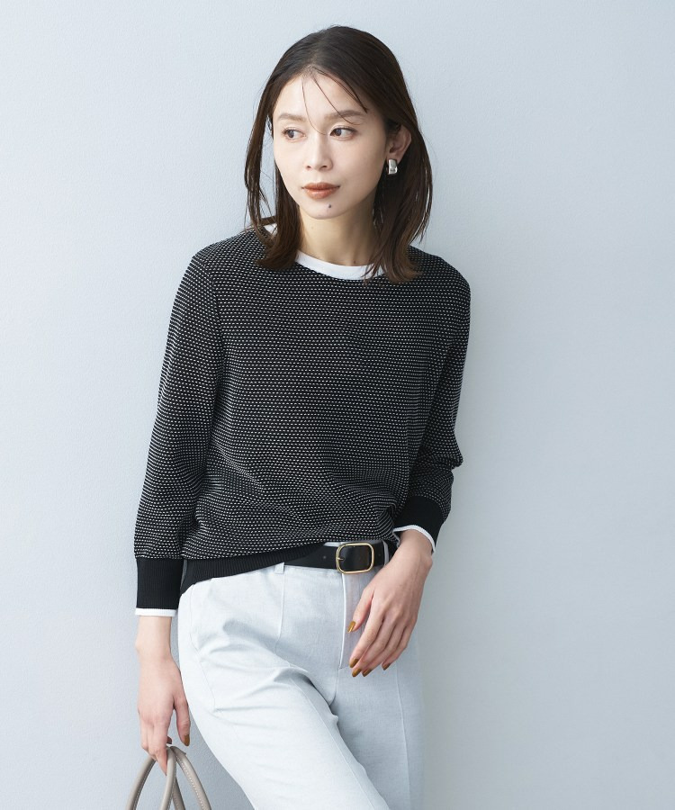 配色ハイゲージニットトップス