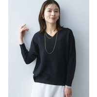 【7色展開/洗える/程よい透け感】ドライタッチVネックニット