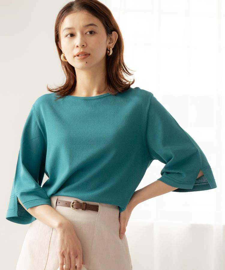 袖スリットニットプルオーバー1