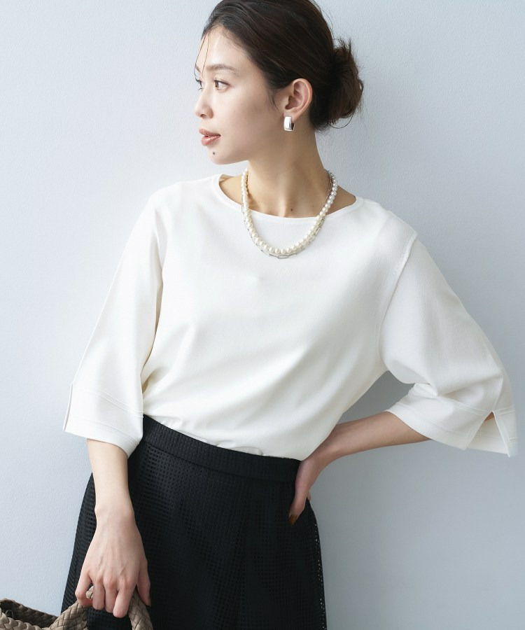 袖スリットニットプルオーバー1