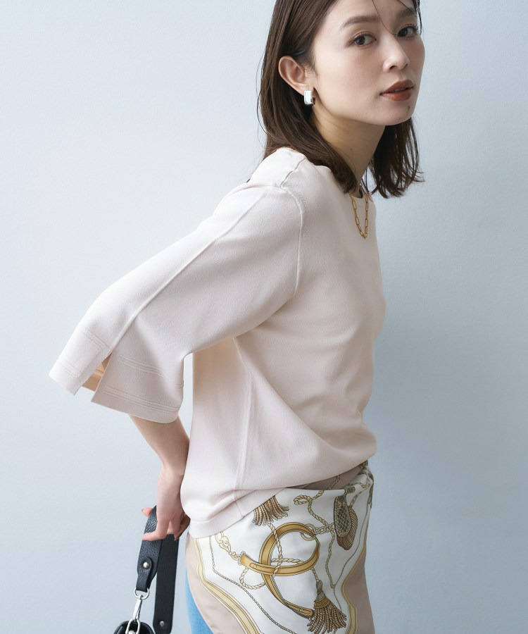 袖スリットニットプルオーバー1