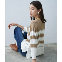 ボーダーボートネックニット