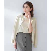 【古畑星夏さん着用/9色展開/アンサンブル可】コットンクルーネックカーディガン