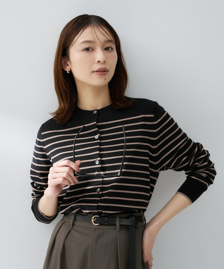 コットンクルーネックカーディガン1