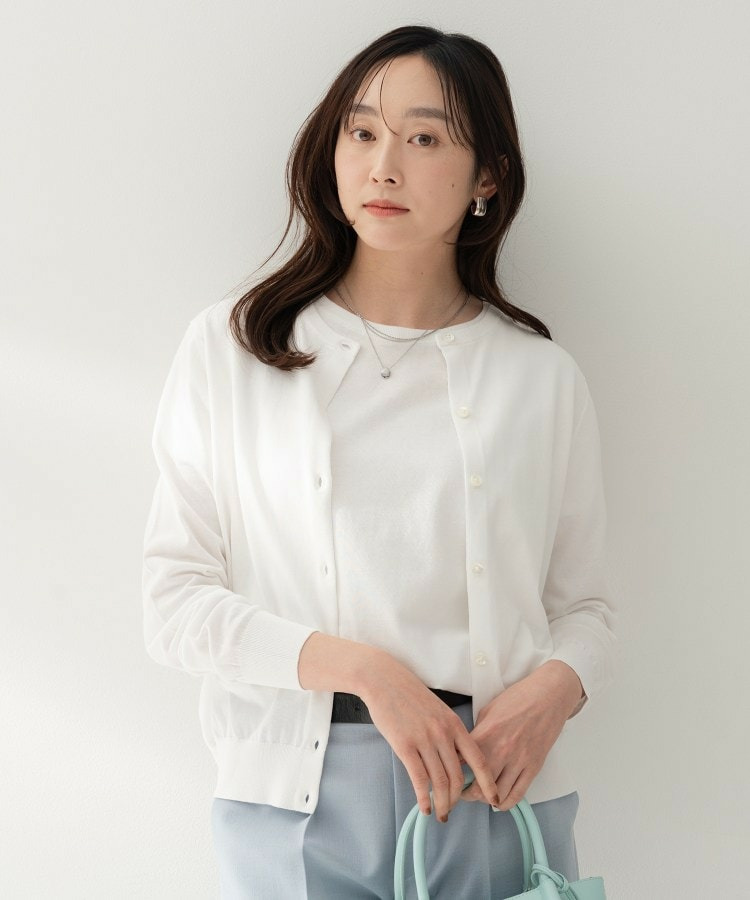 コットンクルーネックカーディガン1