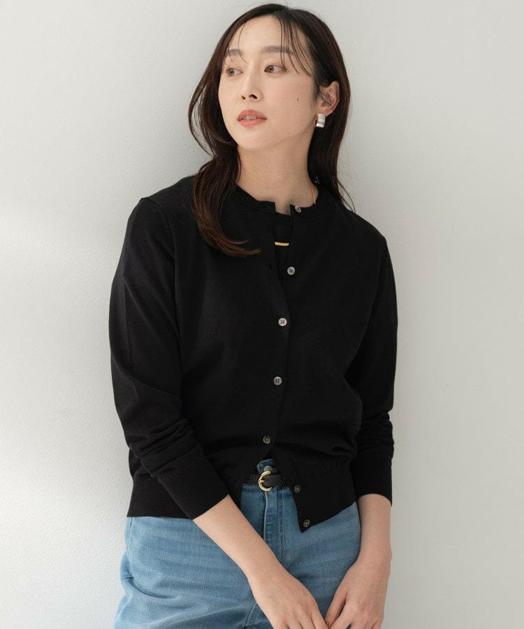 コットンクルーネックカーディガン1