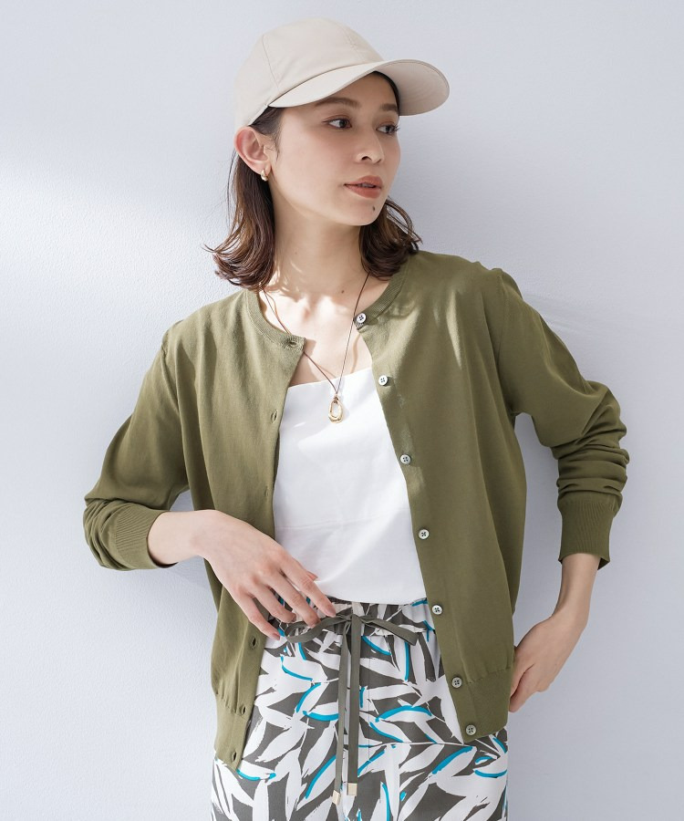 コットンクルーネックカーディガン1