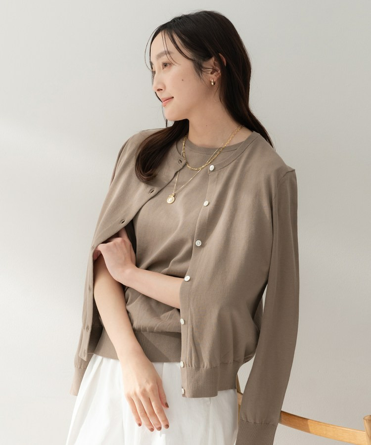 コットンクルーネックカーディガン1