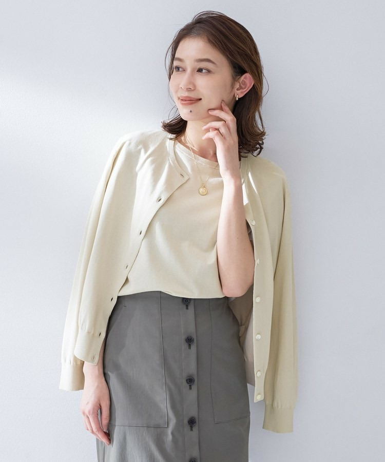 コットンクルーネックカーディガン1