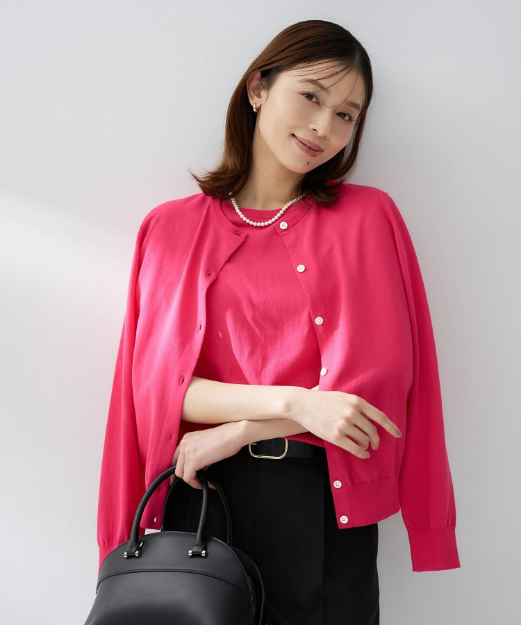 コットンクルーネックカーディガン1