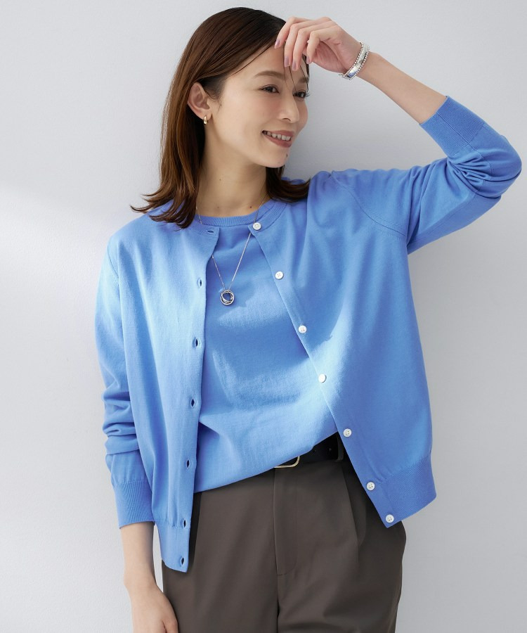 コットンクルーネックカーディガン1