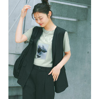 【古畑星夏さん着用/UV/接触冷感/遮熱/通気性】スラブキーネックジレ