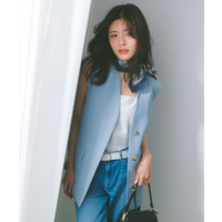 【古畑星夏さん着用/UV/接触冷感/遮熱/通気性】スラブキーネックジレ