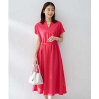 スラブバンドカラーワンピース