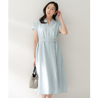 【古畑星夏さん着用/UVカット/接触冷感/遮熱/通気性】スラブバンドカラーワンピース