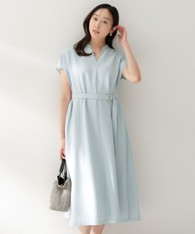 スラブバンドカラーワンピース1