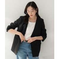 【古畑星夏さん着用/セットアップ可/UVカット/接触冷感/遮熱/通気性】スラブカラーレスジャケット