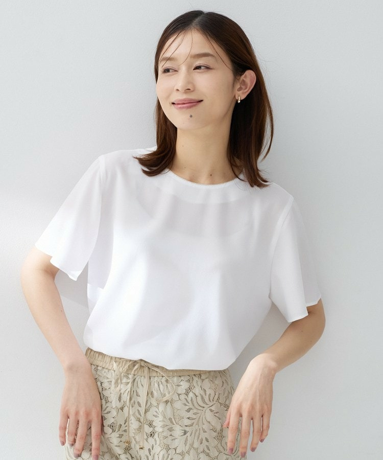 【洗える/ジャケットインナー】シルキータッチTブラウス