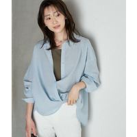 【シアー/洗える/前開きボタン】カシュクールデザインシャツ