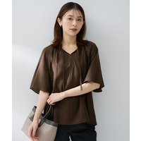【シアー/首元フリル】シルキーシフォンブラウス