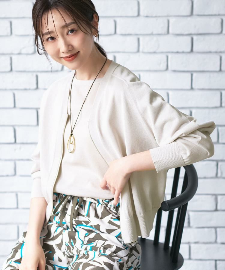 【アンサンブル可/日除け・冷房対策】シアーレーヨンZIPカーディガン