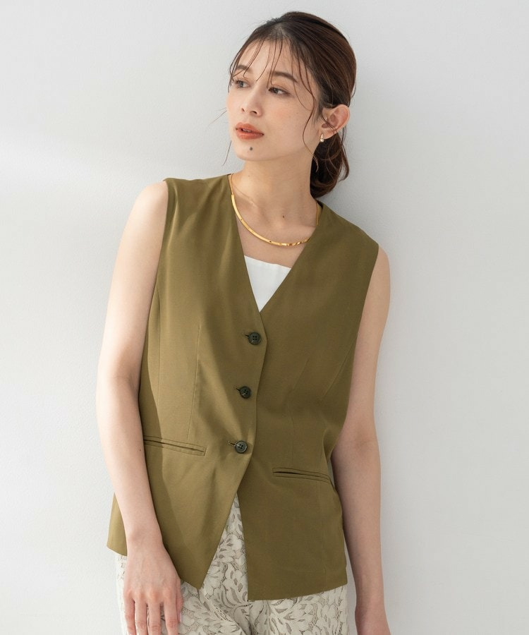 【セットアップ可/接触冷感/通気性】ドライシアーVネックジレ