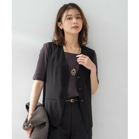 【セットアップ可/接触冷感/通気性】ドライシアーVネックジレ