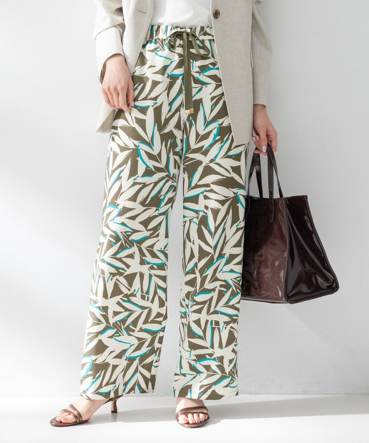 【ウエストゴム/ワイド】ボタニカルリーフパンツ
