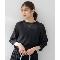 【洗える/ゆったり/程よい透け感】クルーネックドライニット