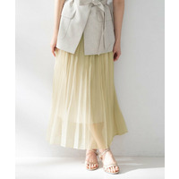 【ウエストゴム/洗える/エレガント】エアリーシアープリーツスカート