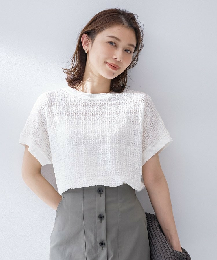 【洗える/シアー】ミニヨンレースプルオーバー