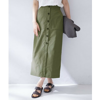 【接触冷感/UVカット/吸水速乾/遮熱】ツイルボタンディティールスカート