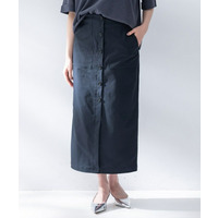 【接触冷感/UVカット/吸水速乾/遮熱】ツイルボタンディティールスカート