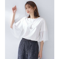 【洗える／袖シアー／Tシャツ風】袖シアープルオーバー