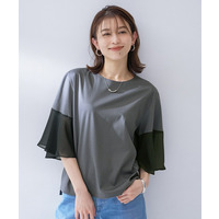 【洗える／袖シアー／Tシャツ風】袖シアープルオーバー