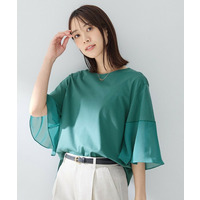 【洗える／袖シアー／Tシャツ風】袖シアープルオーバー