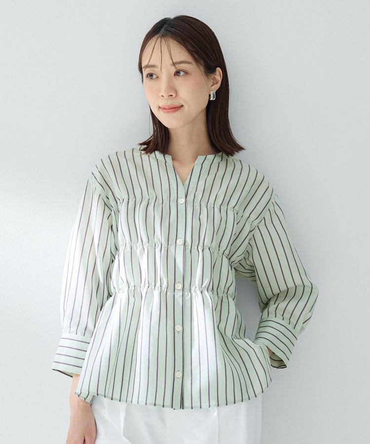 ストライプシャーリングブラウス