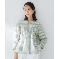 ストライプシャーリングブラウス