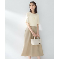 【一枚でサマ見え】ニットドッキングジャガードワンピース