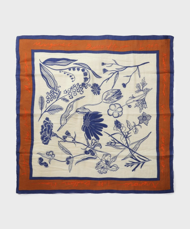 【manipuri】120×120 コットン混スカーフ フローラ